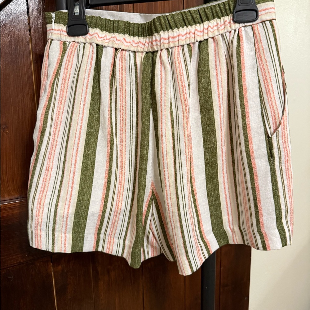 Daniel Cremieux White, Orange, and Green Striped Skirt